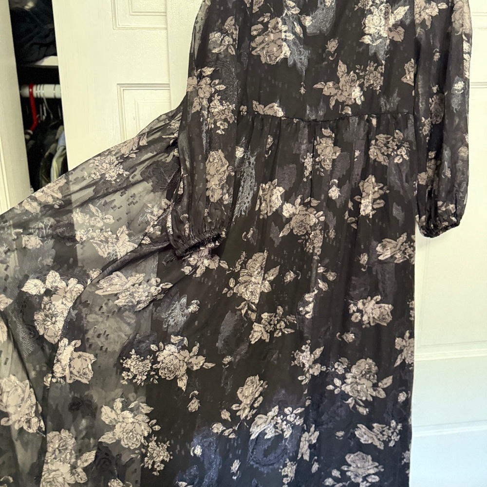 Floral Black and White Maxi Dress